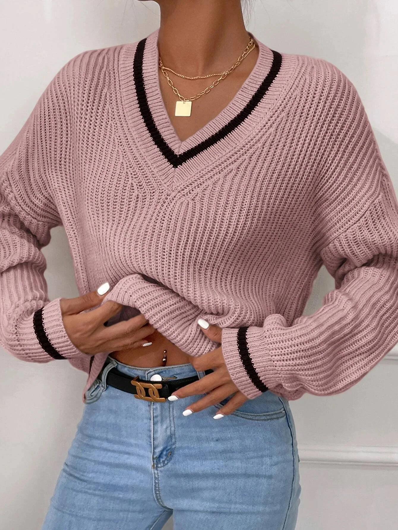 Marina | Gestreifter Waffelstrick-Pullover - Image 12