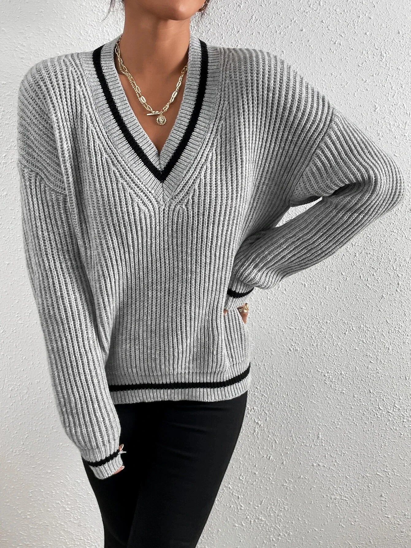 Marina | Gestreifter Waffelstrick-Pullover - Image 14