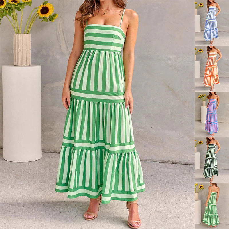 Marisol | Gestreiftes Maxikleid mit Trägern und Taschen - Image 3
