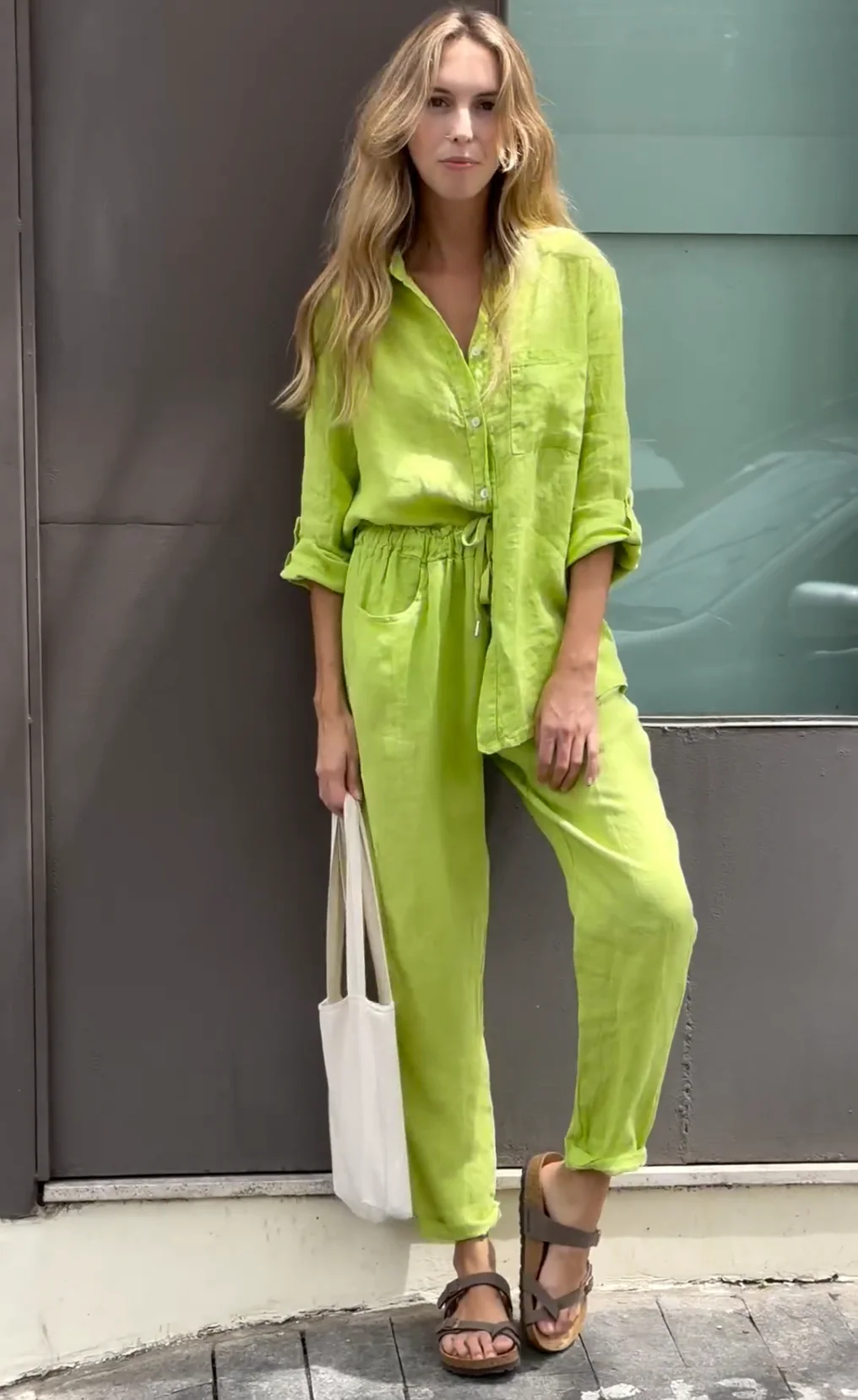 Marjan™ | Elegantes zweiteiliges Leinenhemd und Hosenset - Image 4