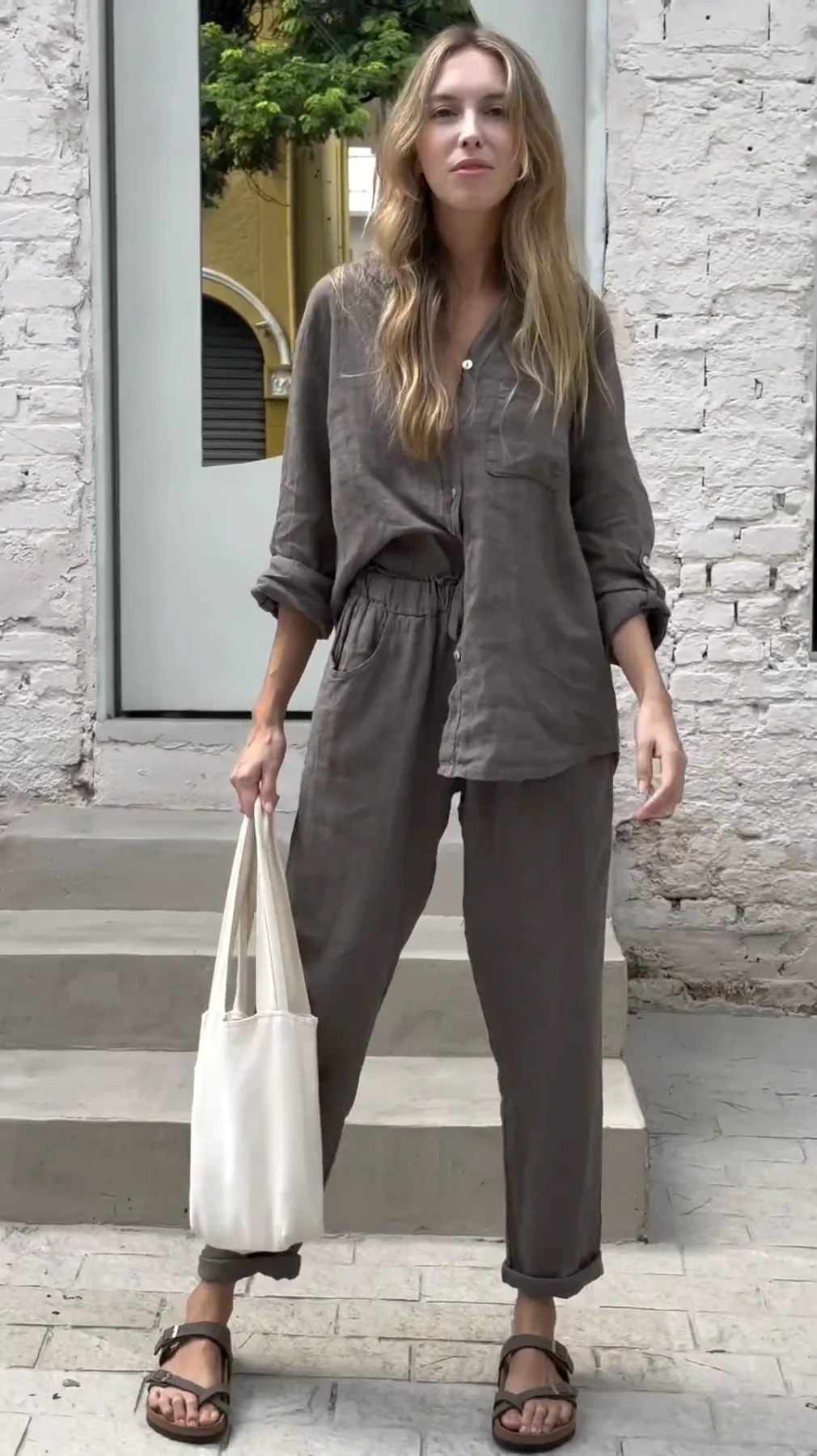 Marjan™ | Elegantes zweiteiliges Leinenhemd und Hosenset - Image 5