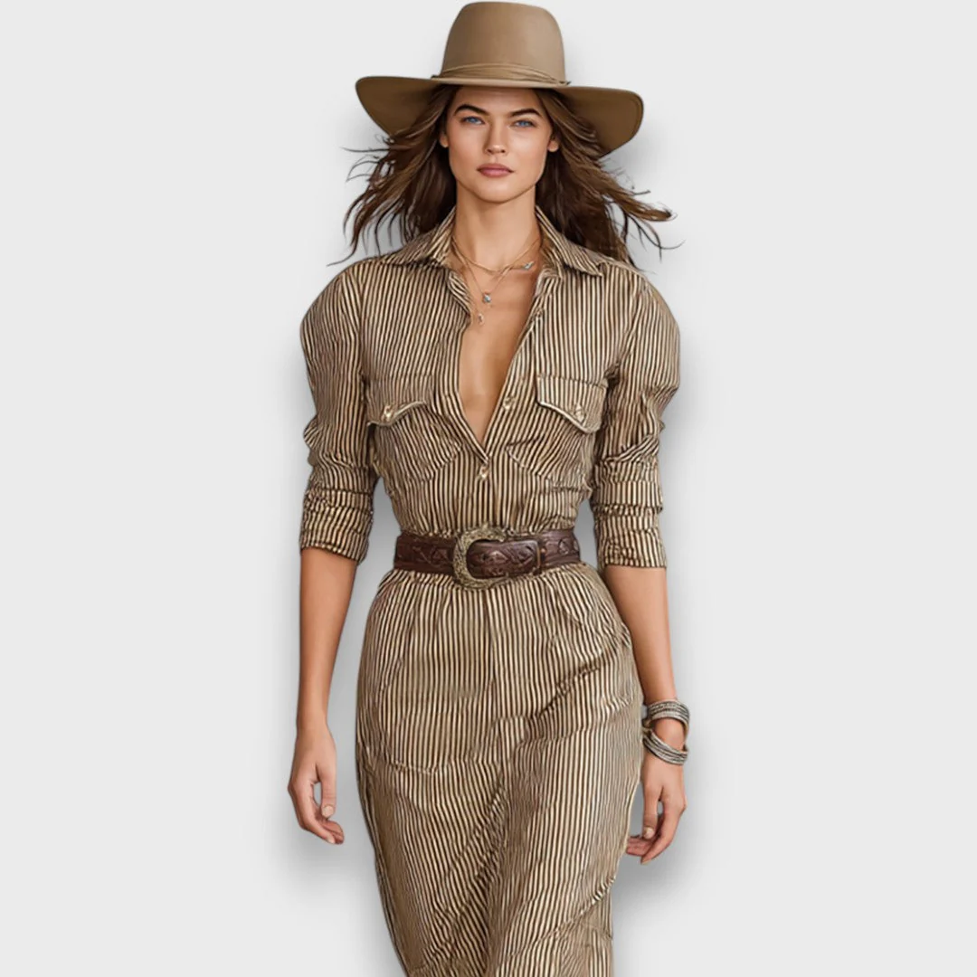 Marlene – Gestreiftes Maxikleid mit Kragen - Image 4
