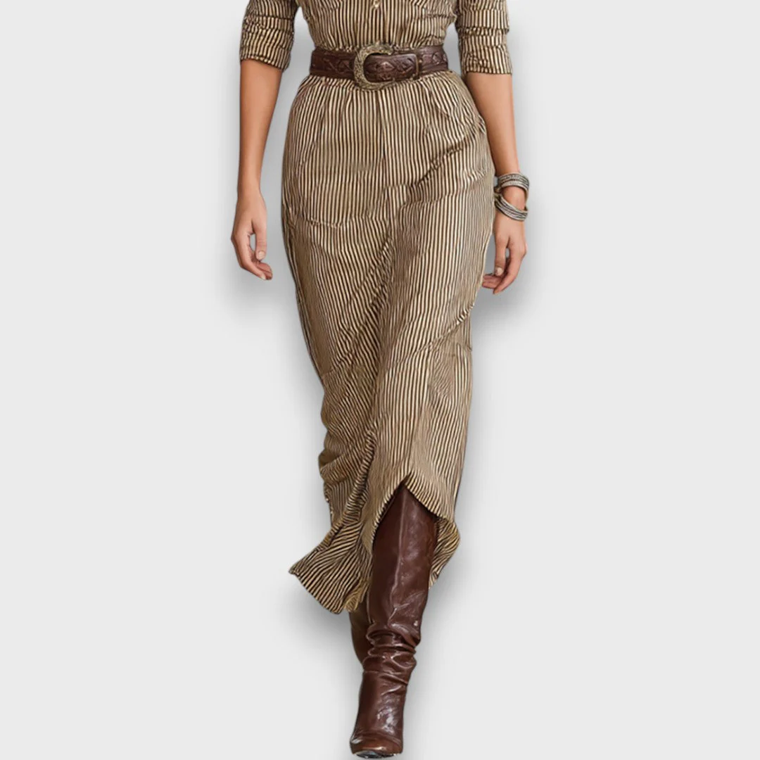 Marlene – Gestreiftes Maxikleid mit Kragen - Image 5