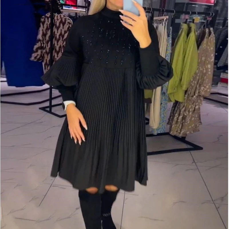 Marlene | Plus-Size Kleid mit Stehkragen und Laternenärmeln - Image 5
