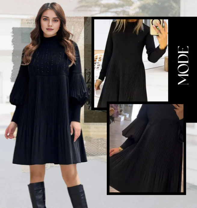 Marlene | Plus-Size Kleid mit Stehkragen und Laternenärmeln - Image 8