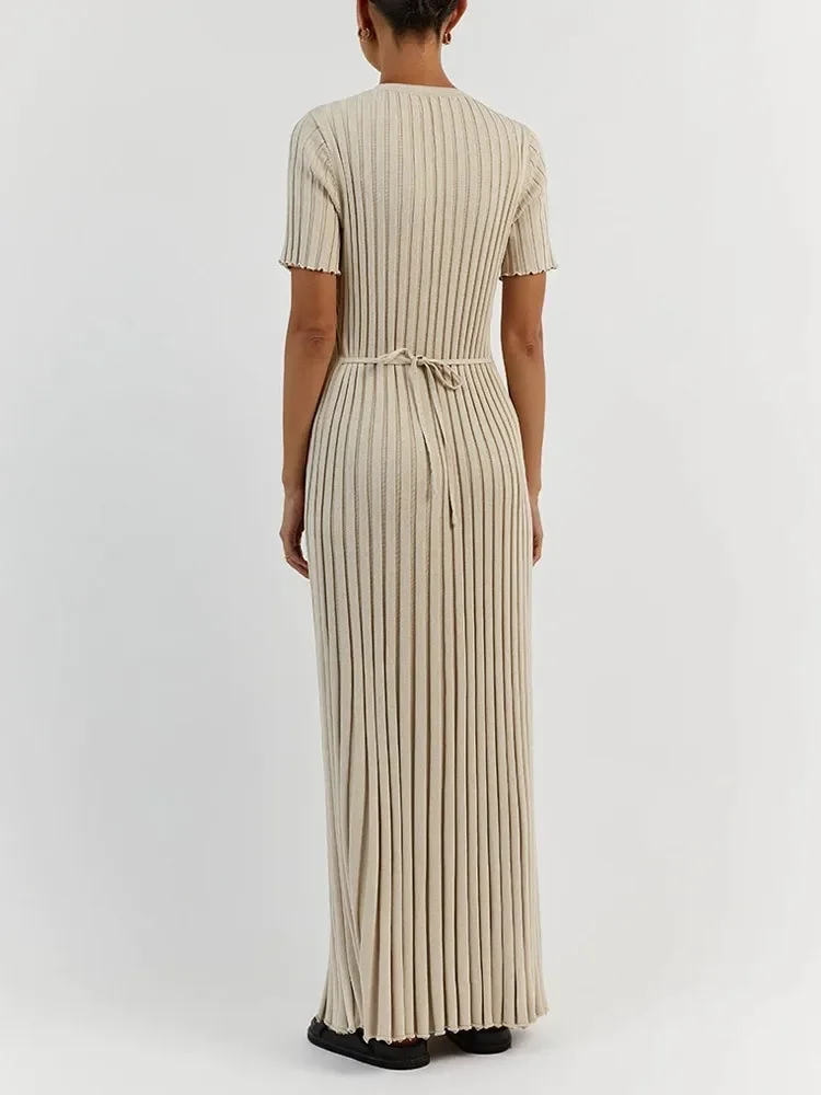Maxi - Gestricktes Langarmkleid