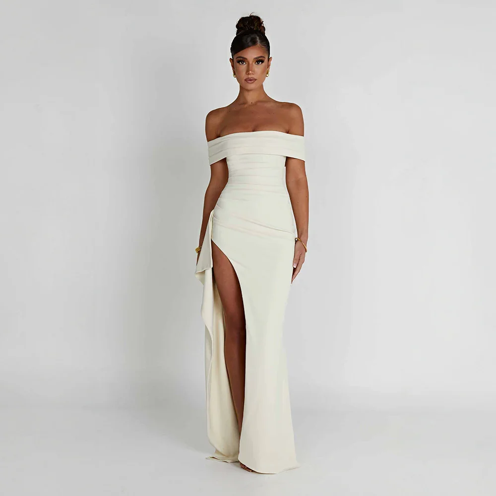 Agnes | Damen Maxikleid Schulterfreis Seitenschlitz – Off-Shoulder Maxi Schlitz 2026 - Image 14