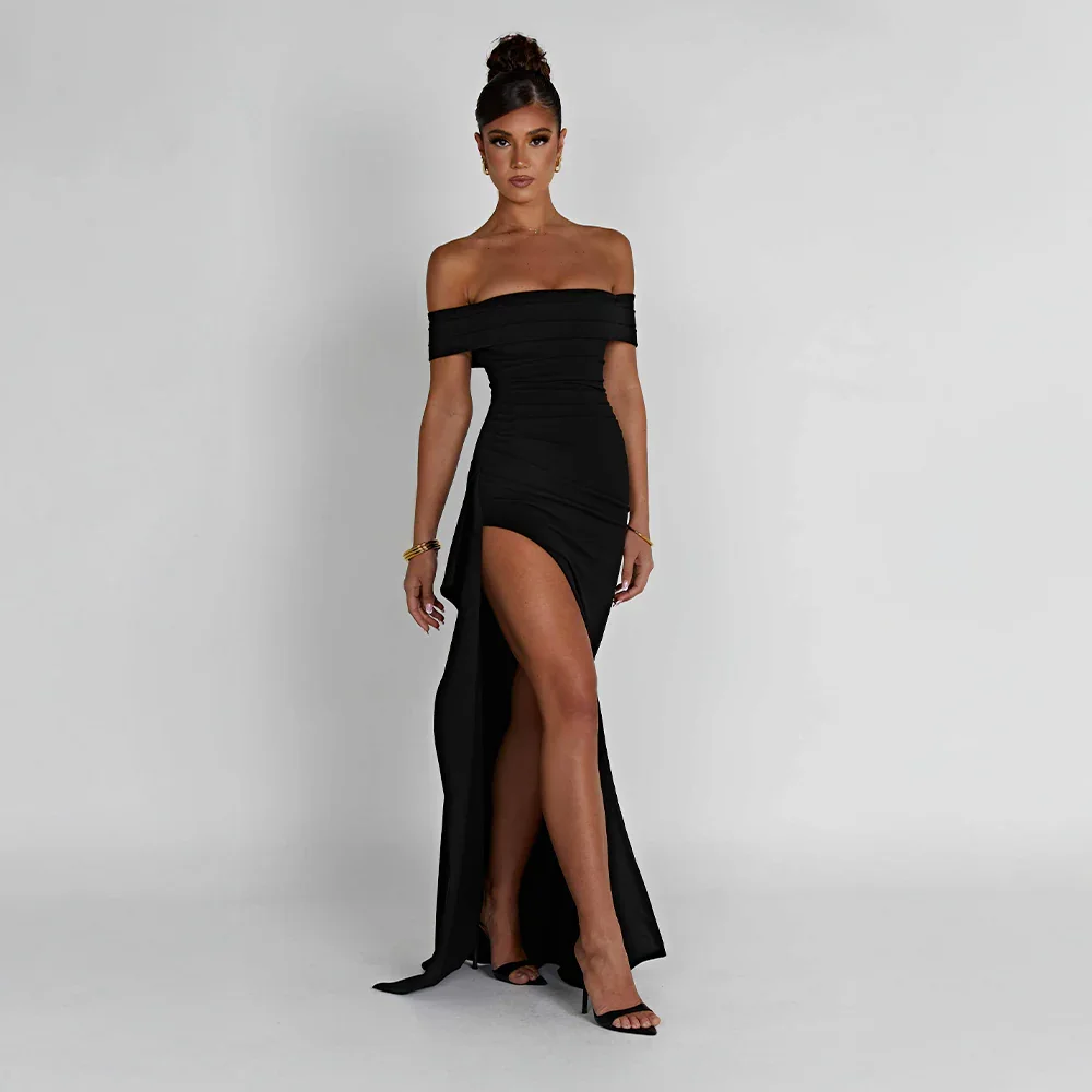 Agnes | Damen Maxikleid Schulterfreis Seitenschlitz – Off-Shoulder Maxi Schlitz 2026 - Image 15