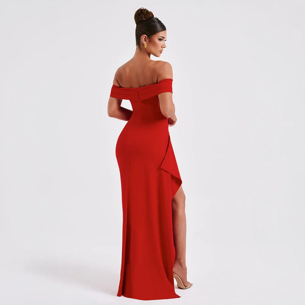 Agnes | Damen Maxikleid Schulterfreis Seitenschlitz – Off-Shoulder Maxi Schlitz 2026 - Image 6