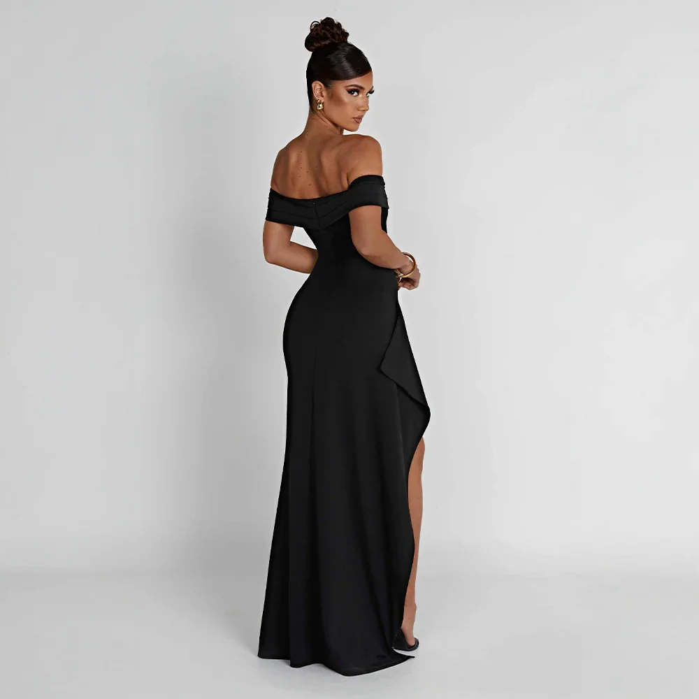 Agnes | Damen Maxikleid Schulterfreis Seitenschlitz – Off-Shoulder Maxi Schlitz 2026 - Image 9