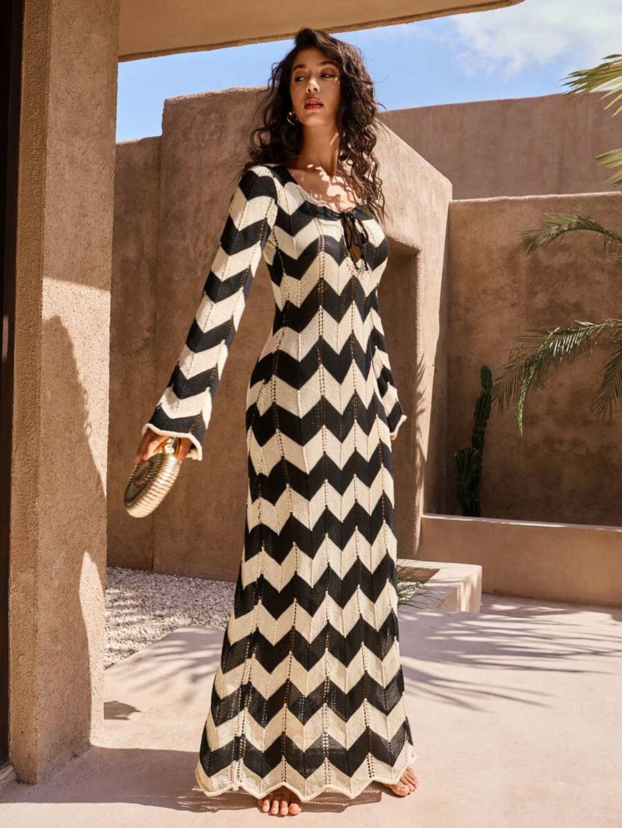 Maya | Strick Maxikleid mit Schnürung - Image 3