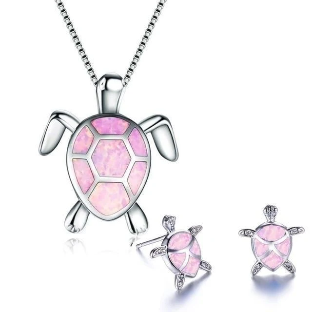 Meeresschildkröte Halskette + Ohrringe Set aus Opal und Silber - Image 5