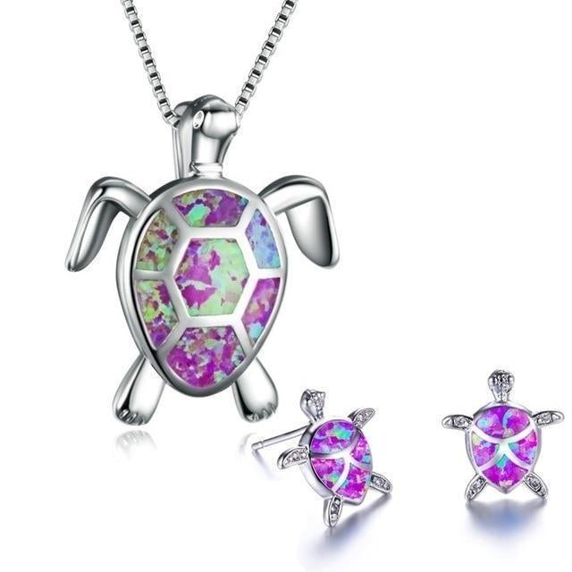 Meeresschildkröte Halskette + Ohrringe Set aus Opal und Silber - Image 6