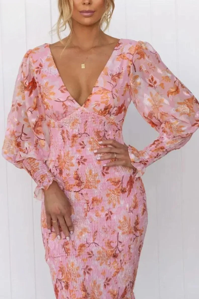 Megan - Midi-Kleid mit Blumenmuster