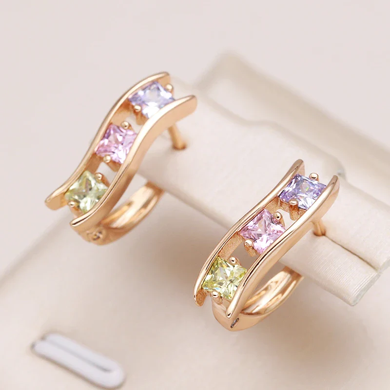 Mehrfarbige Ohrringe aus Gold mit Zirkonia