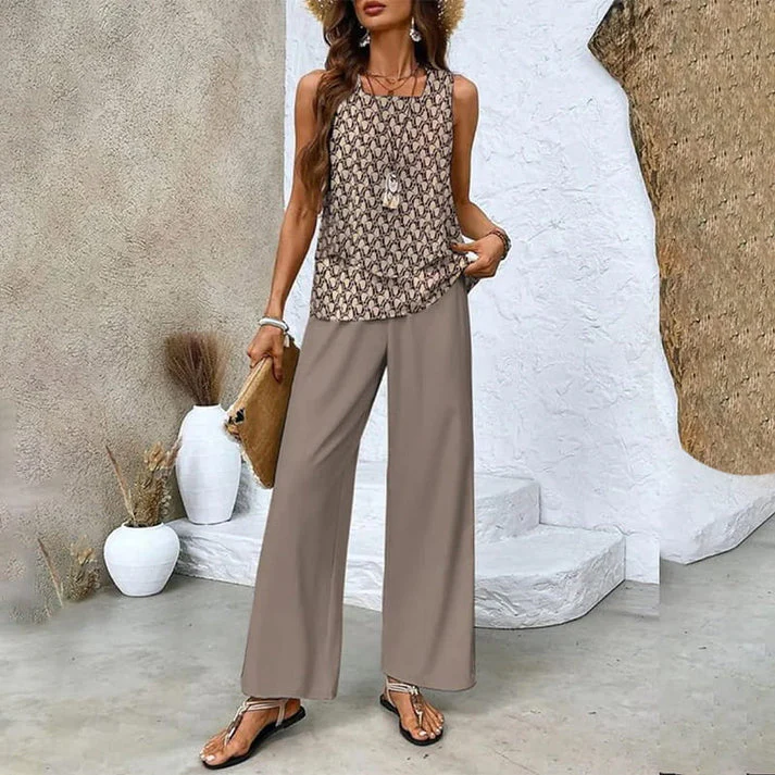 MELEK - SET AUS ÄRMELLOSER BLUSE UND PALAZZOHOSE - Image 11