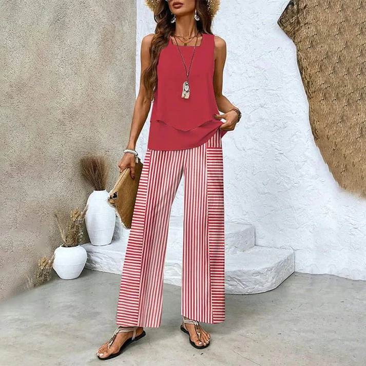 MELEK - SET AUS ÄRMELLOSER BLUSE UND PALAZZOHOSE - Image 14