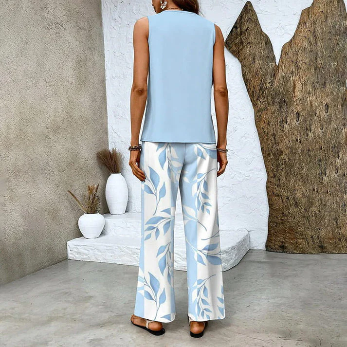 MELEK - SET AUS ÄRMELLOSER BLUSE UND PALAZZOHOSE - Image 3