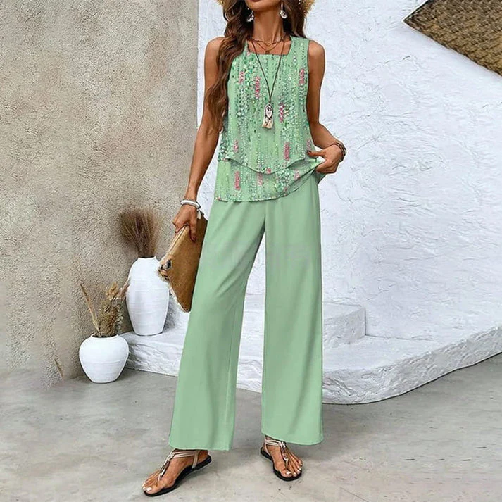 MELEK - SET AUS ÄRMELLOSER BLUSE UND PALAZZOHOSE - Image 6