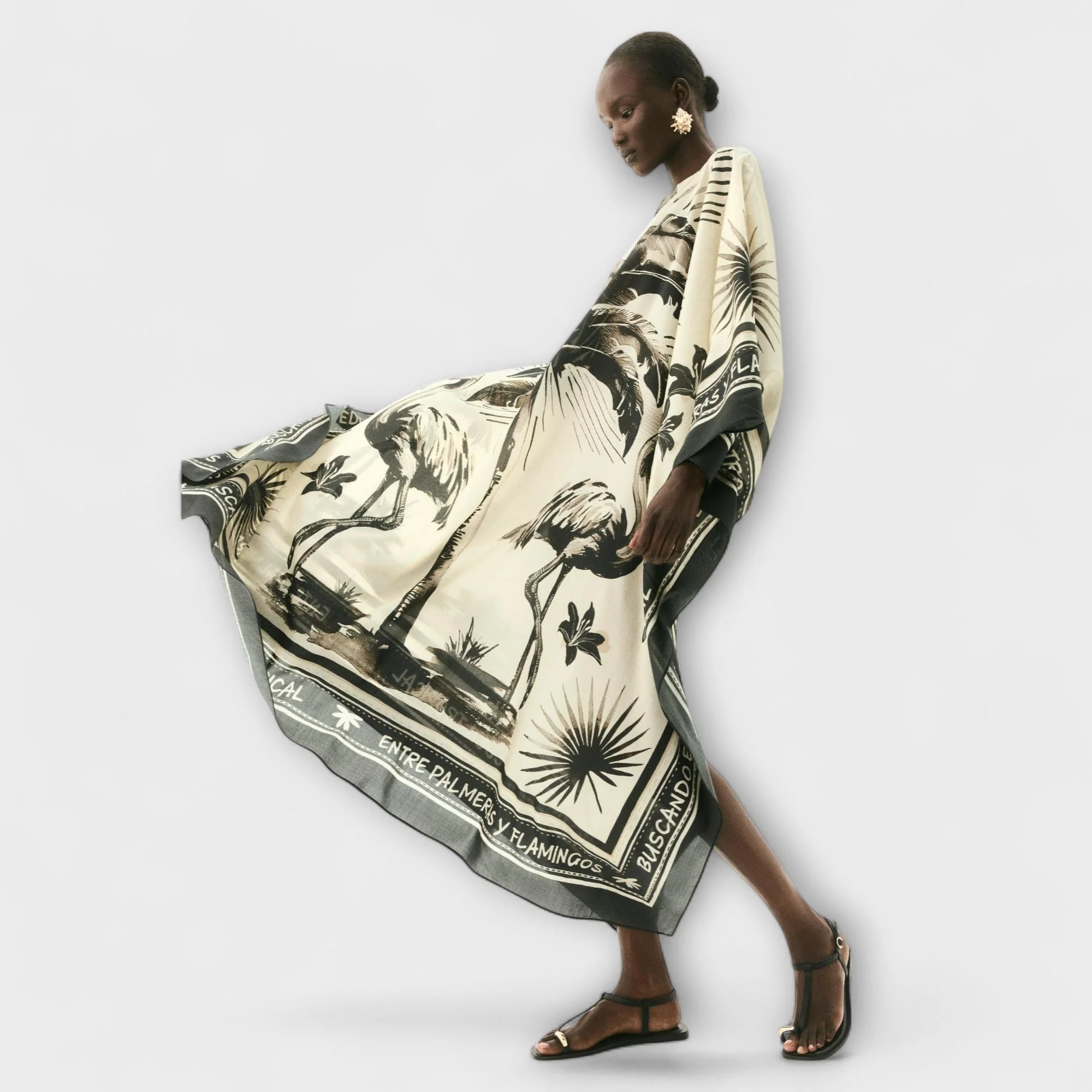 Melissa - Oversized Flamingo Print Maxi Kaftan Dress - Image 2