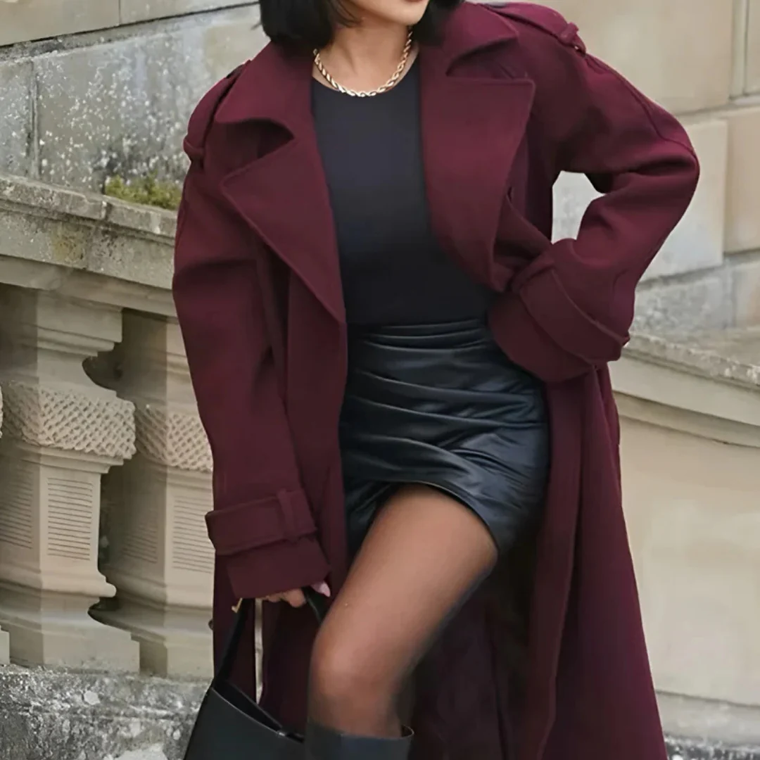 Merone™ - Eleganter Klassischer Weinroter Mantel - Image 4