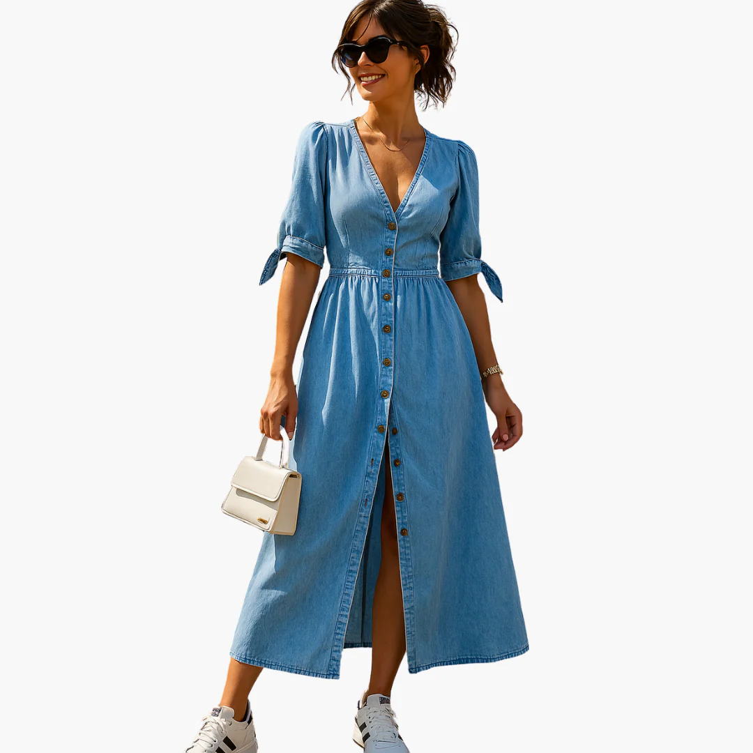 Midi-Kleid mit Knopfleiste - Damenmode für stilvolle Tage - Image 5