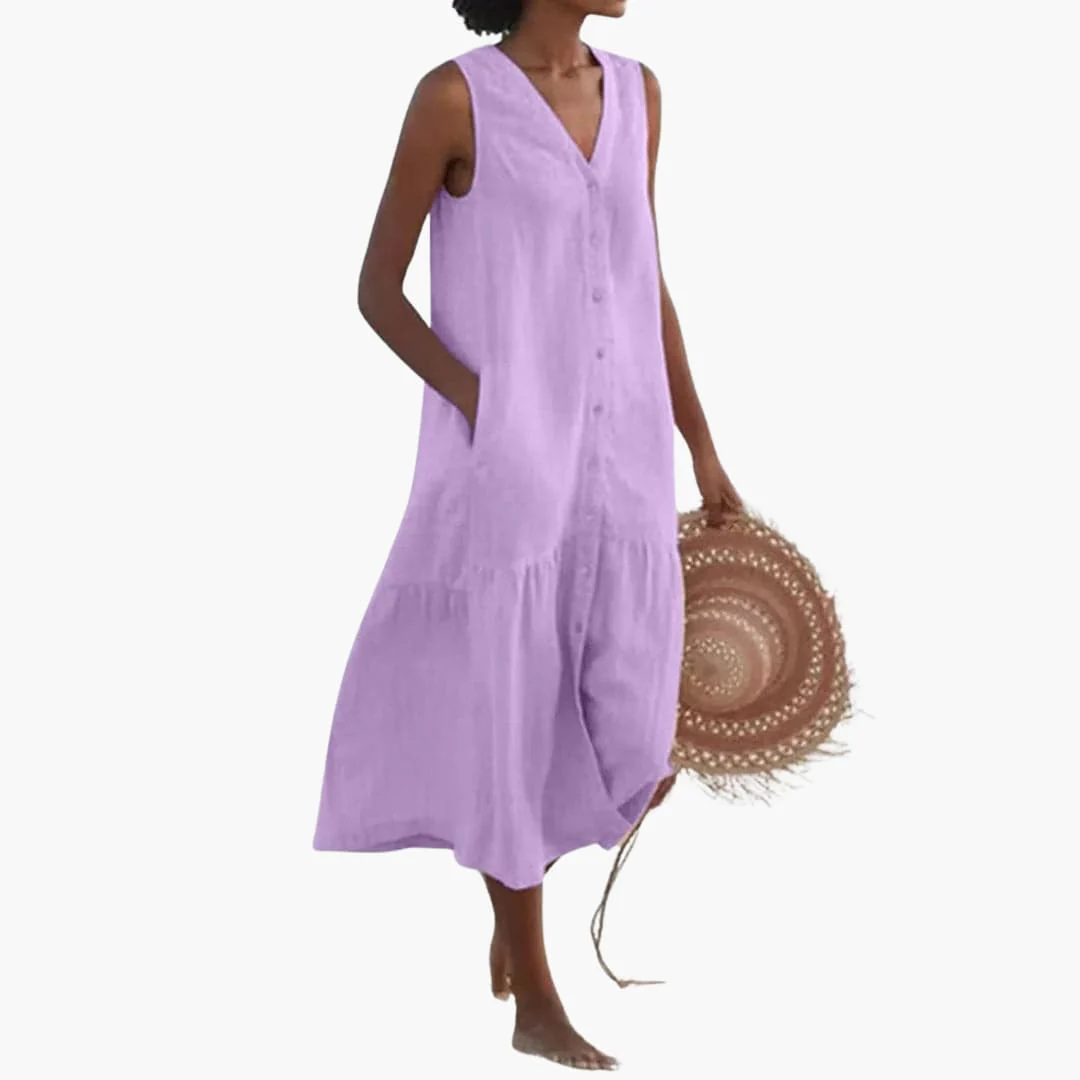 Midi-Kleid mit Knopfleiste für Damen - Sommerliches Shirt Kleid - Image 5