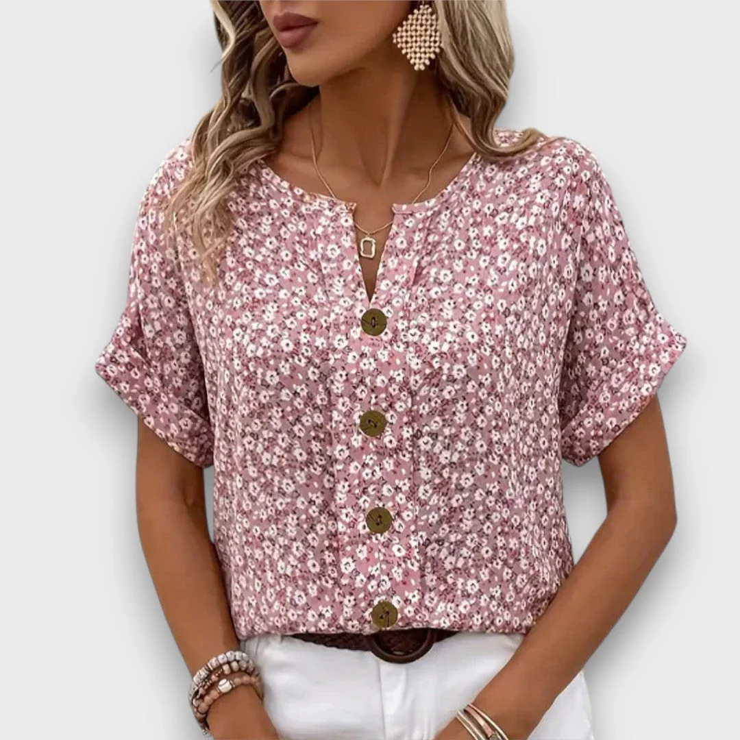 Mirena – Bluse mit floralem Muster und Knopfleiste - Image 5