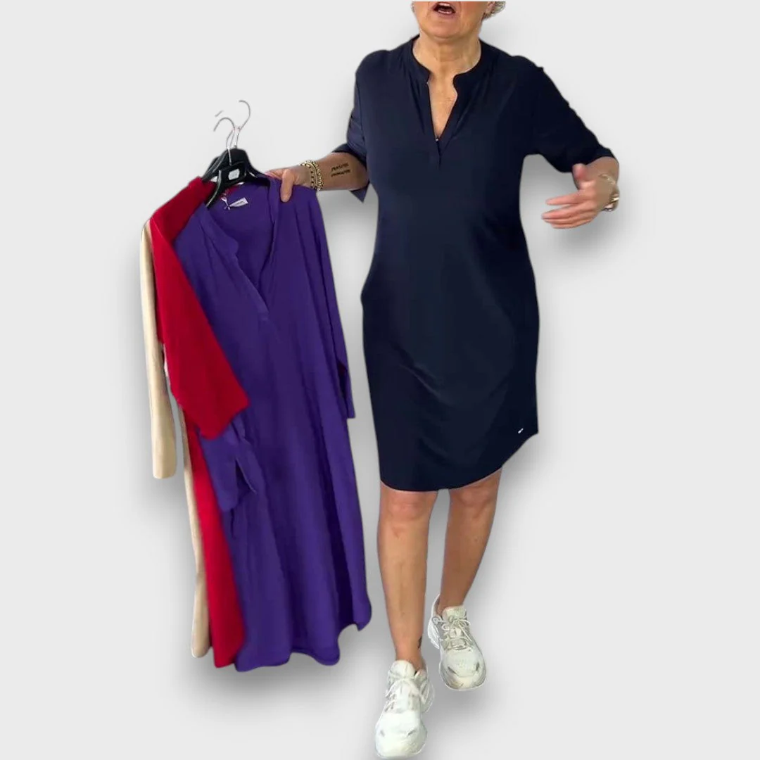 Mireysa – Kleid mit V-Ausschnitt und 3/4-Ärmeln - Image 3