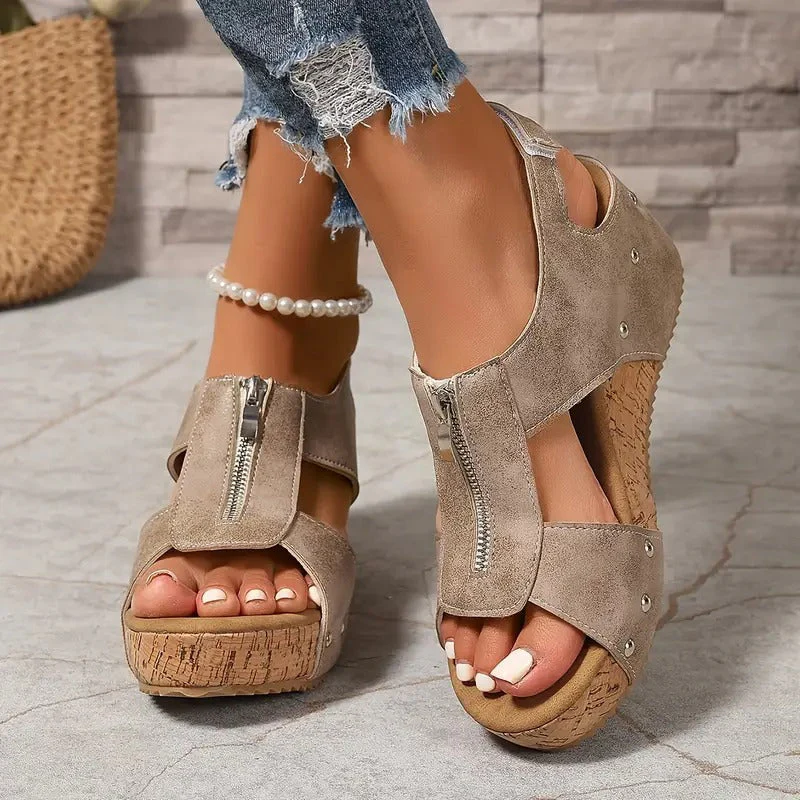 Misfa | Stylische Retro-Keilsandalen mit Reißverschluss - Image 3