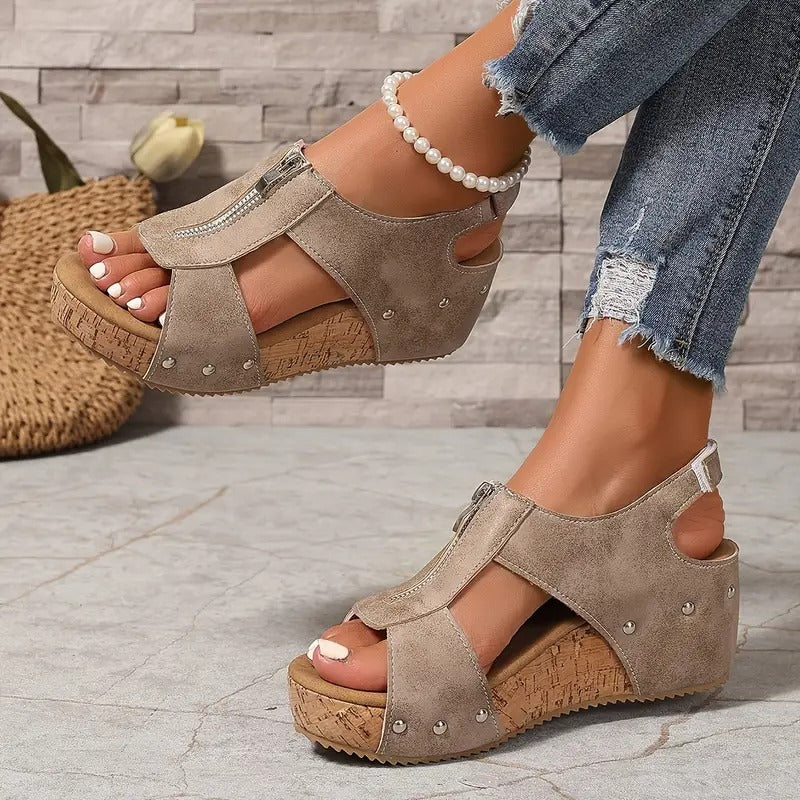Misfa | Stylische Retro-Keilsandalen mit Reißverschluss - Image 7