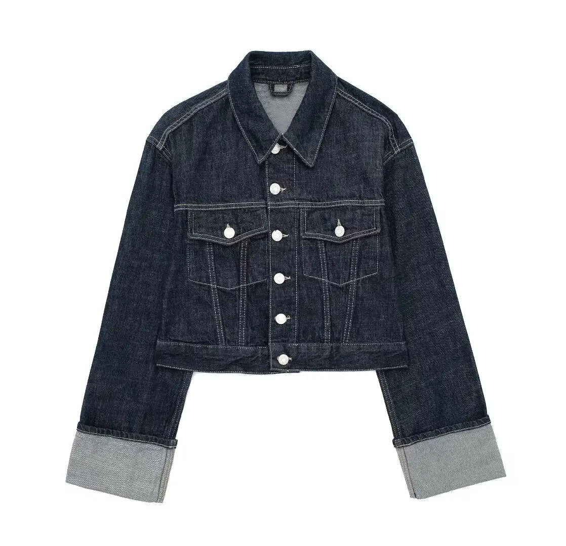 Mithi Gekürzte Denim-Jacke mit Losen Ärmeln - Image 3
