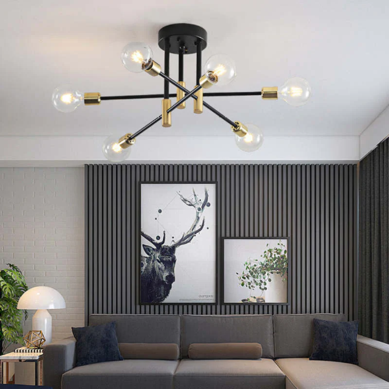 Moderne LED-Deckenleuchte Schwarz und Gold für Wohnzimmer und Schlafzimmer – Warmweiße Beleuchtung 15-20 m² - Image 6