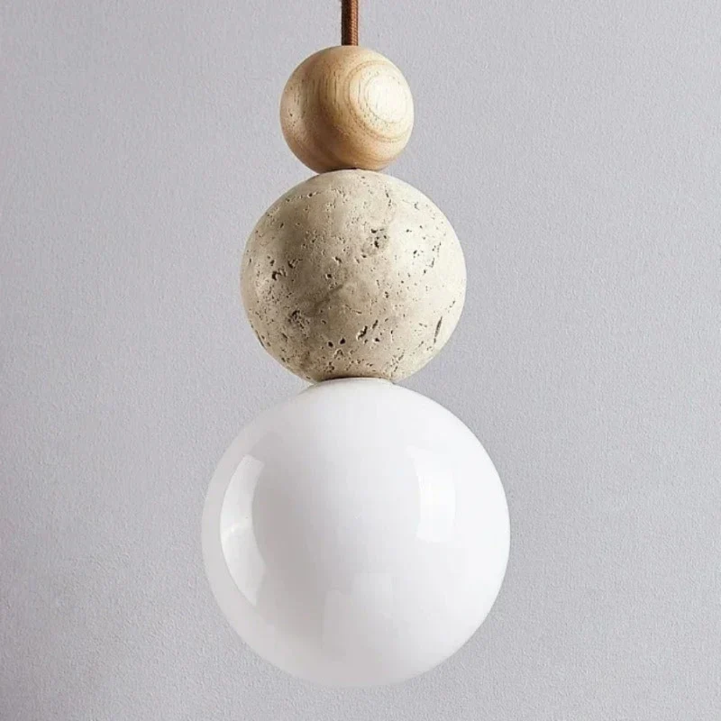 Moderne Pendelleuchte aus Travertin und Mahagoni – Hängelampe für Esszimmer, Wohnzimmer und Küche - Image 8