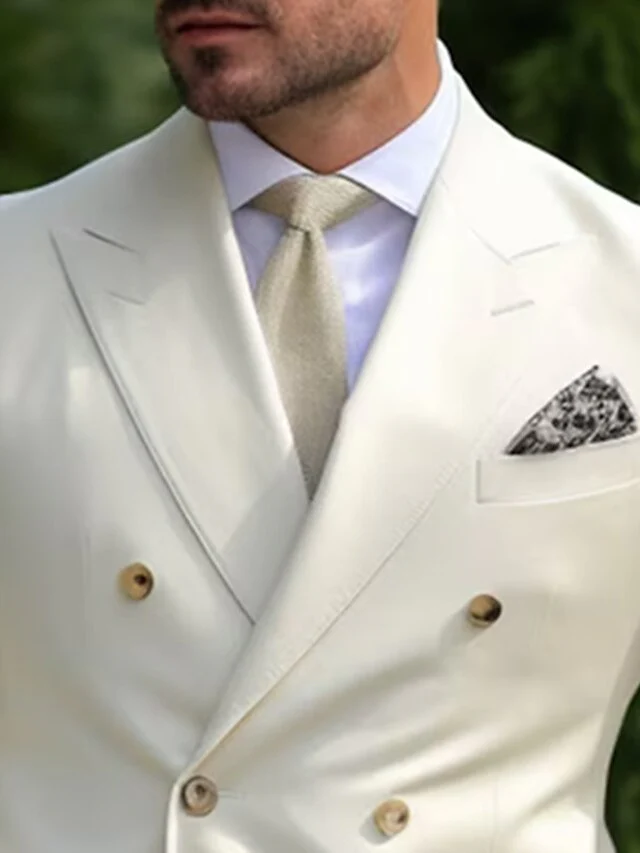 Moderner Slim Fit Hochzeitsgast Anzug für Herren | Elfenbein - Image 2
