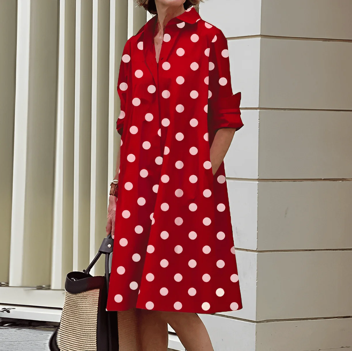 Modernes hemdblusenkleid mit umlegekragen & dreiviertelärmel - Image 10