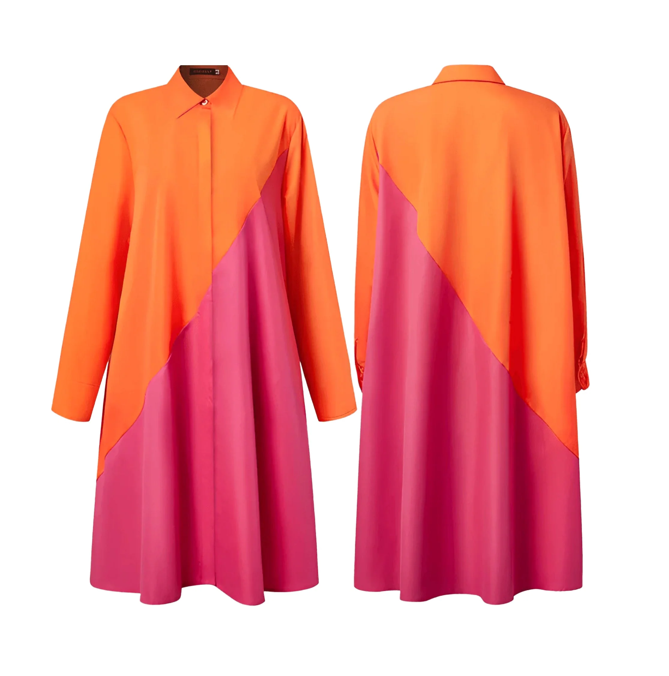 Modernes hemdblusenkleid mit umlegekragen & dreiviertelärmel - Image 2