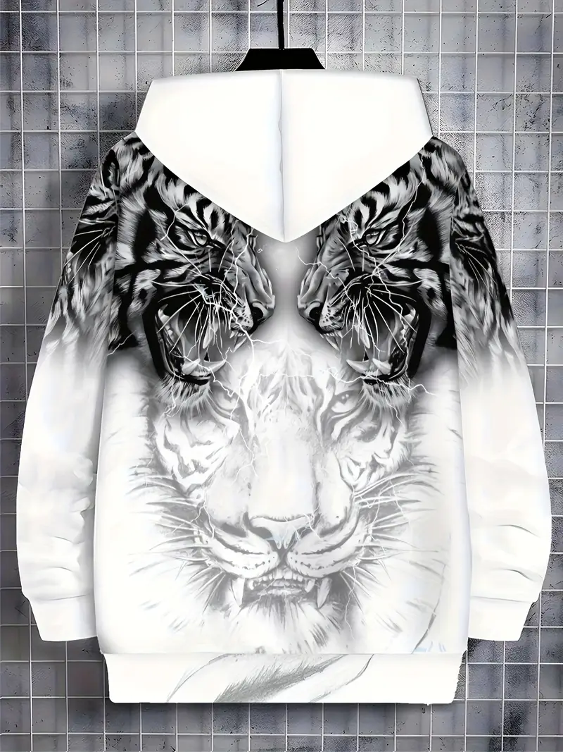 Murillo – Lässige Langarm Kapuzenpullover Jacke Mit Tigerprint - Image 3