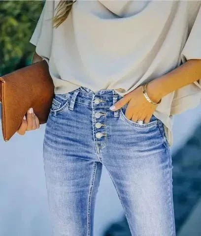 Myrna - Jeans mit hoher Taille und Knopfleiste für Frauen - Image 4