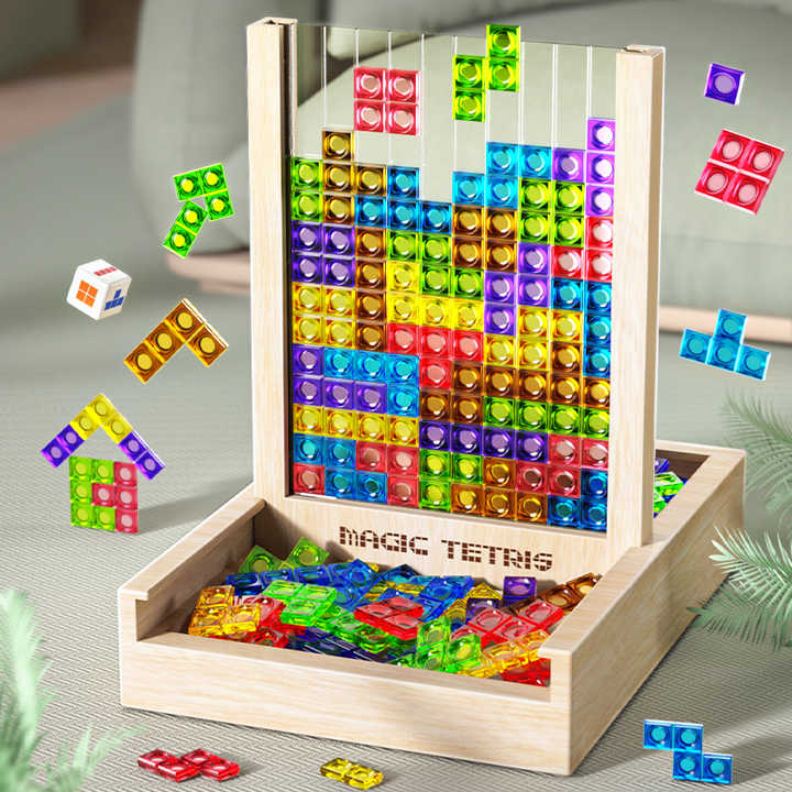 Nachhaltiges Holzpuzzlespiel – Umweltfreundliches Tetris-Bausteinspielzeug für Familienspaß und Lernen
