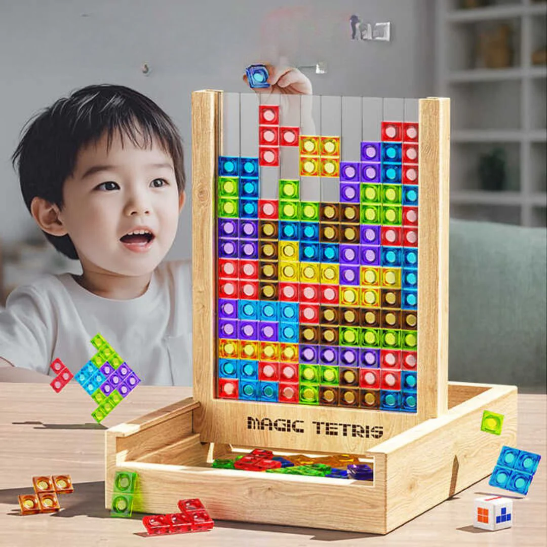 Nachhaltiges Holzpuzzlespiel – Umweltfreundliches Tetris-Bausteinspielzeug für Familienspaß und Lernen - Image 2
