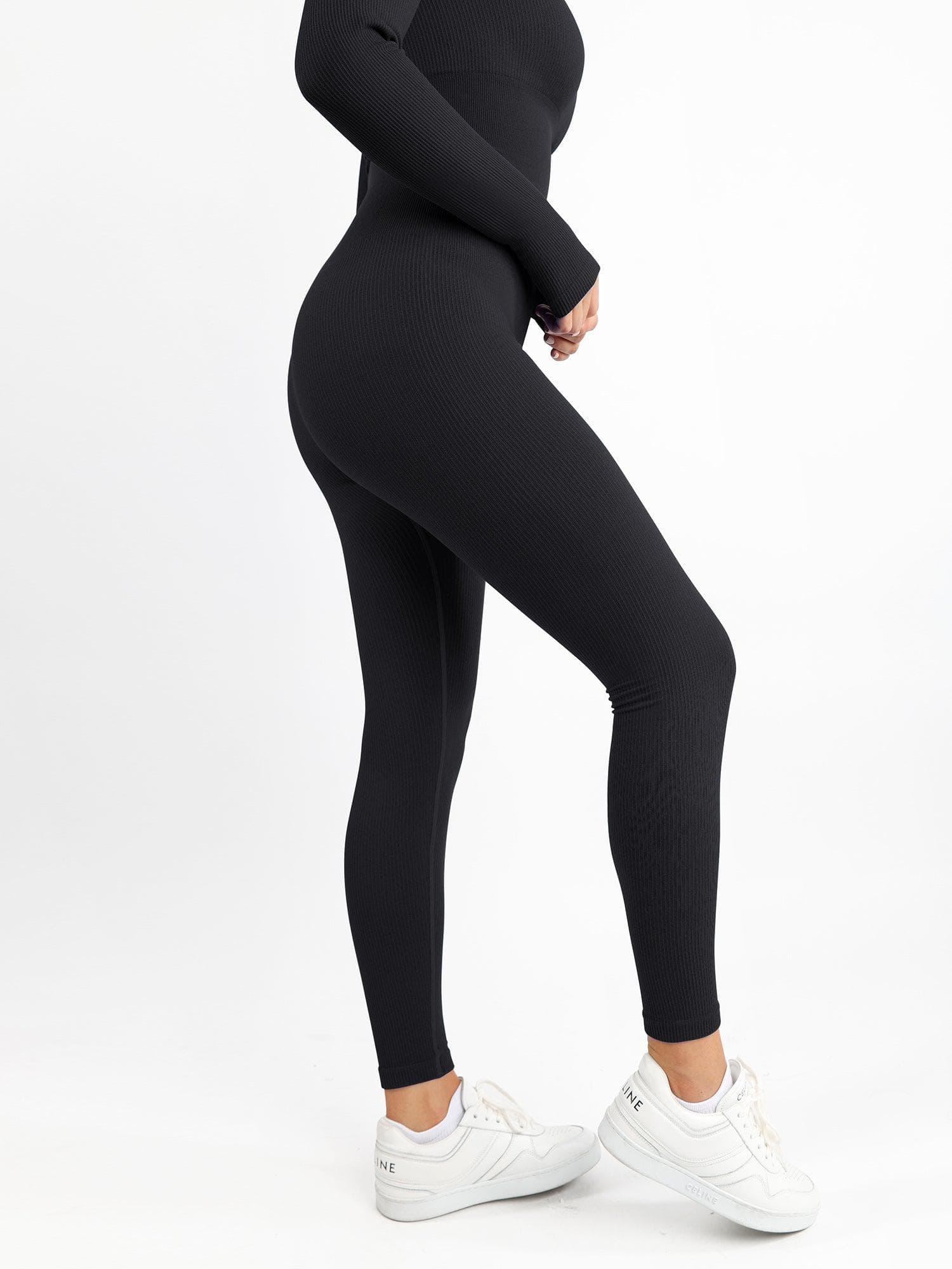 Nahtloser Langarm-Jumpsuit mit quadratischem Ausschnitt