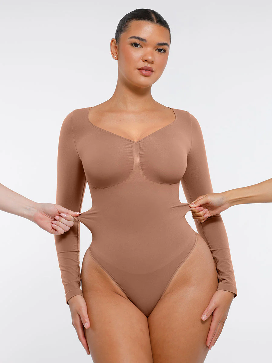Nahtloser, langärmliger Tanga-Bodysuit zur Bauchkontrolle - Image 10