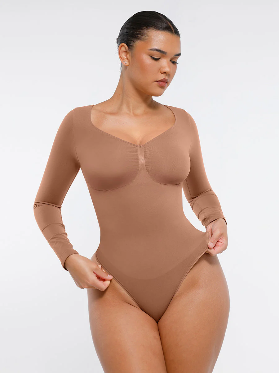 Nahtloser, langärmliger Tanga-Bodysuit zur Bauchkontrolle - Image 13
