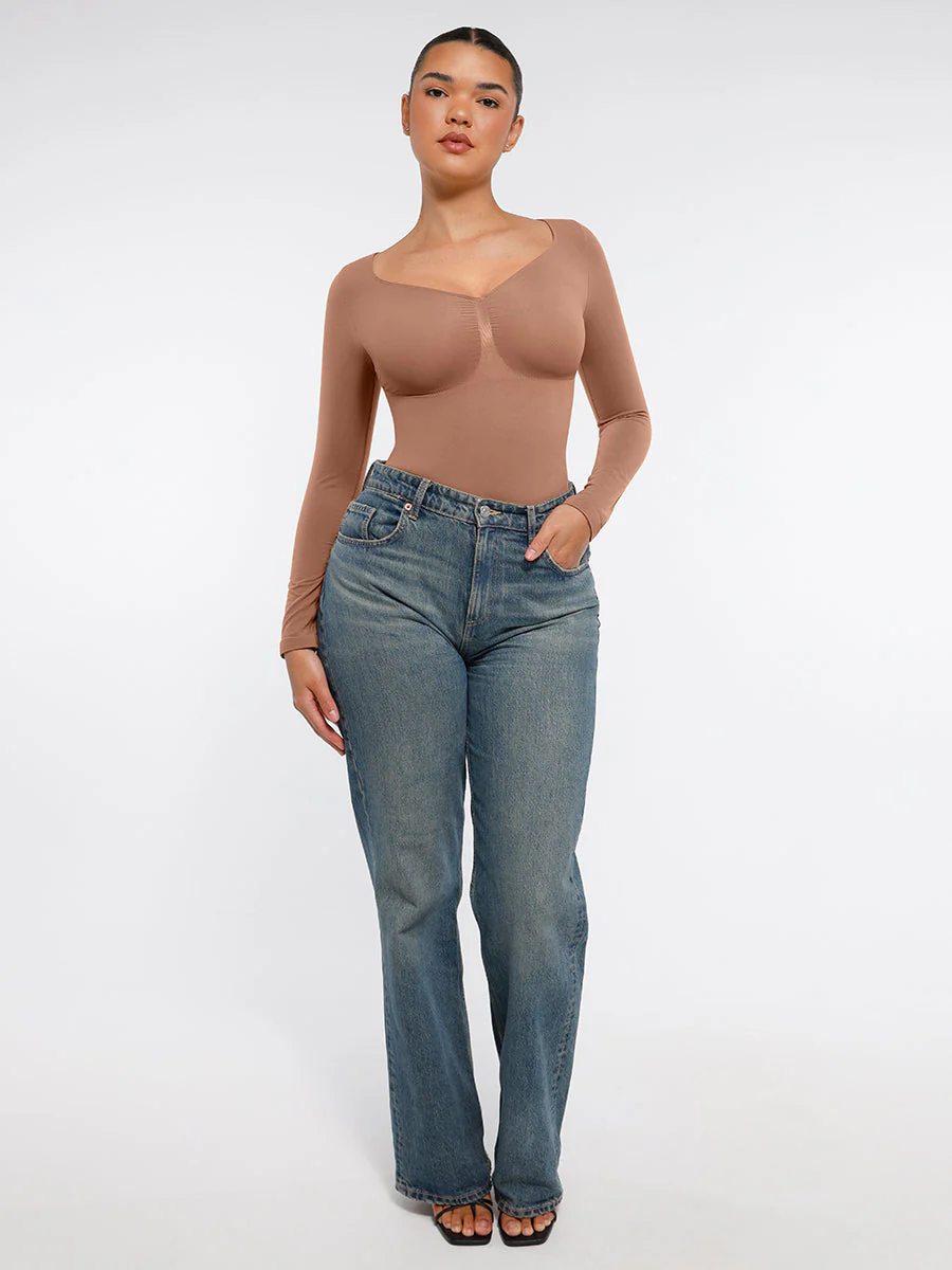 Nahtloser, langärmliger Tanga-Bodysuit zur Bauchkontrolle - Image 14