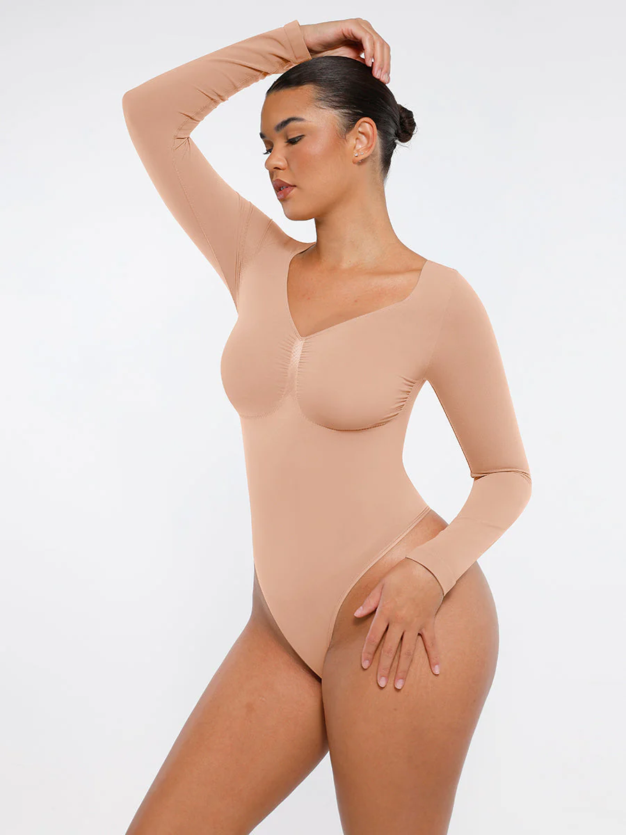 Nahtloser, langärmliger Tanga-Bodysuit zur Bauchkontrolle - Image 16