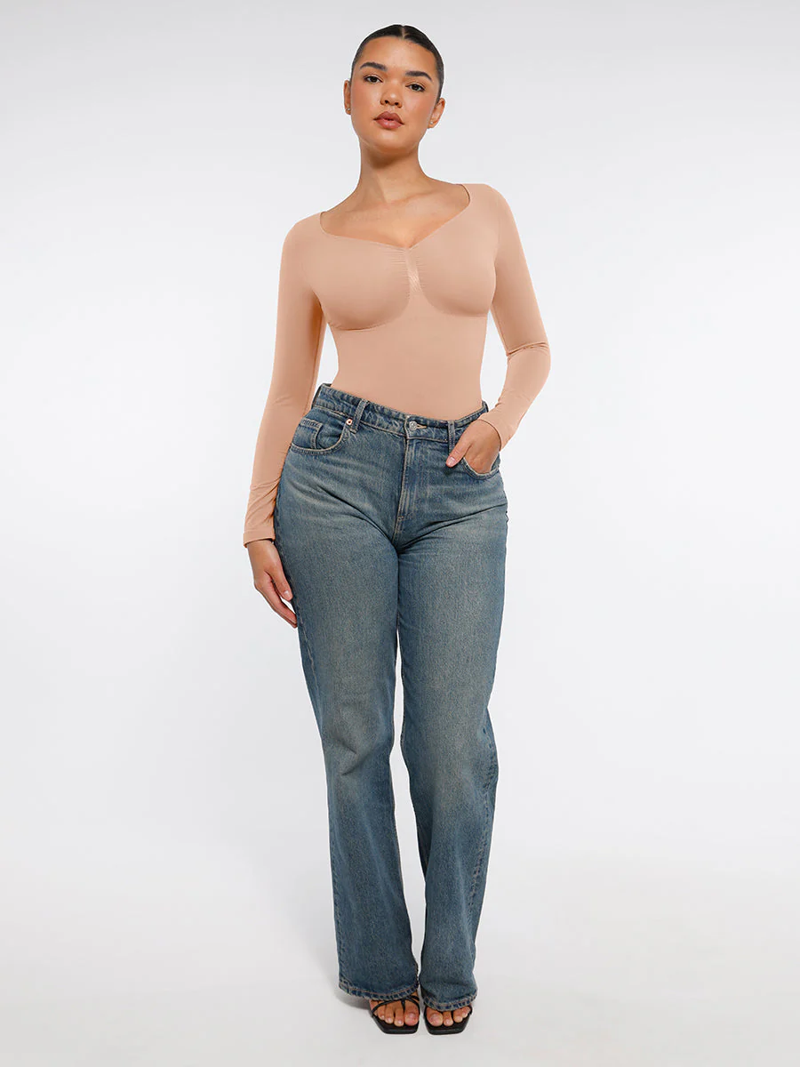 Nahtloser, langärmliger Tanga-Bodysuit zur Bauchkontrolle - Image 18