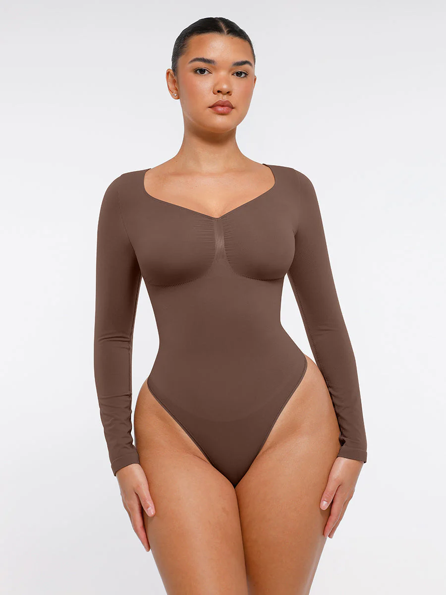 Nahtloser, langärmliger Tanga-Bodysuit zur Bauchkontrolle - Image 19