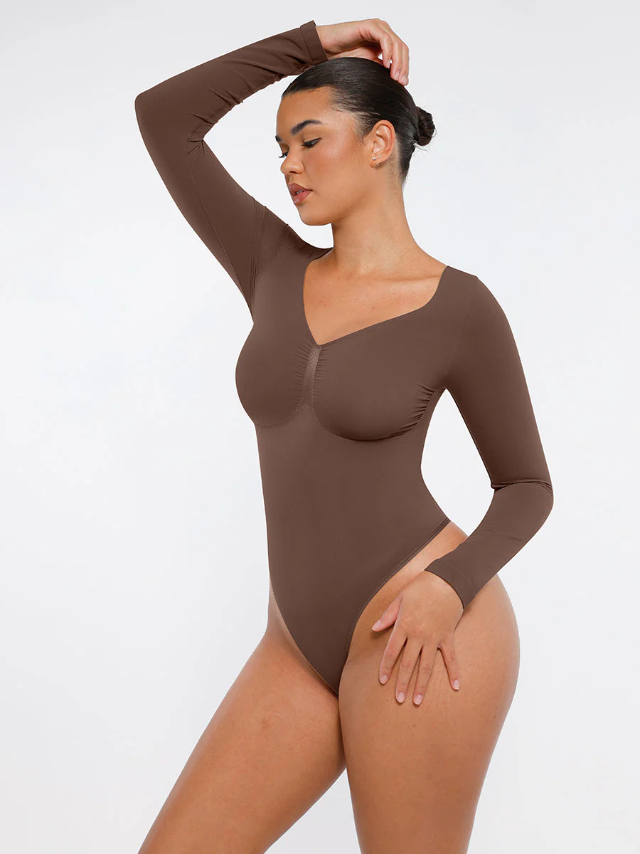 Nahtloser, langärmliger Tanga-Bodysuit zur Bauchkontrolle - Image 2