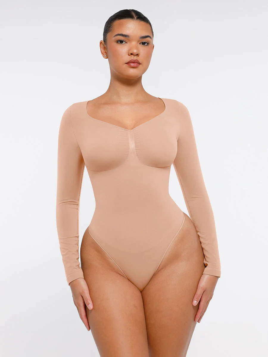 Nahtloser, langärmliger Tanga-Bodysuit zur Bauchkontrolle - Image 22